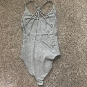 Dainty Hooligan Strappie gray open back body suit